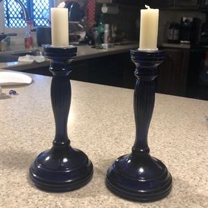 Glass Cobalt Blue  candle holders